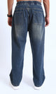 R214603 - Wide Leg Slip On Jogger Jeans - Denim Blue