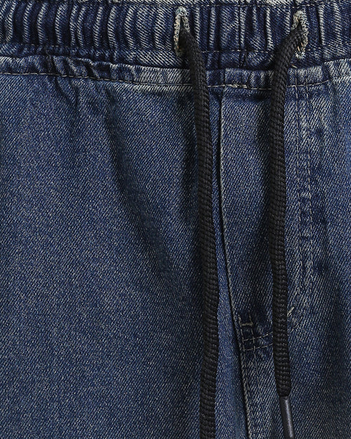 Ravin Men's Wide-Leg Vintage Wash Denim Joggers: Elevated Streetwear Style - Denim Blue - R214603