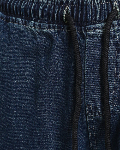 Ravin Relaxed-Fit Wide-Leg Drawstring Denim Joggers - Faded Blue - R214604