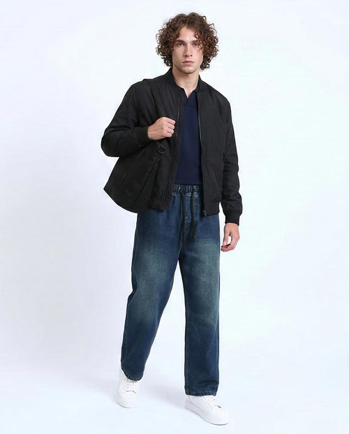 Ravin Relaxed-Fit Wide-Leg Drawstring Denim Joggers - Faded Blue - R214604