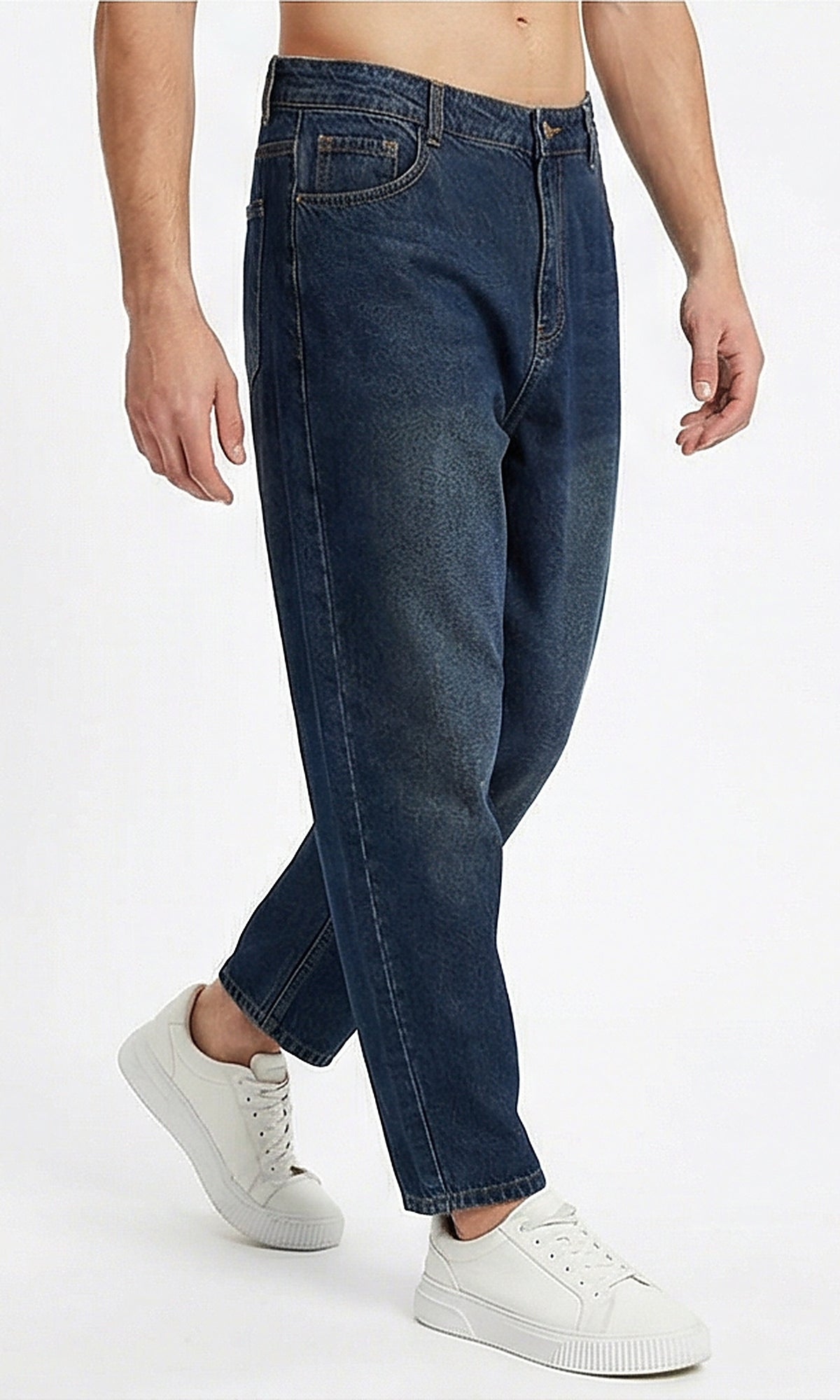 Dark Wash Relaxed Fit Denim Jeans for Men