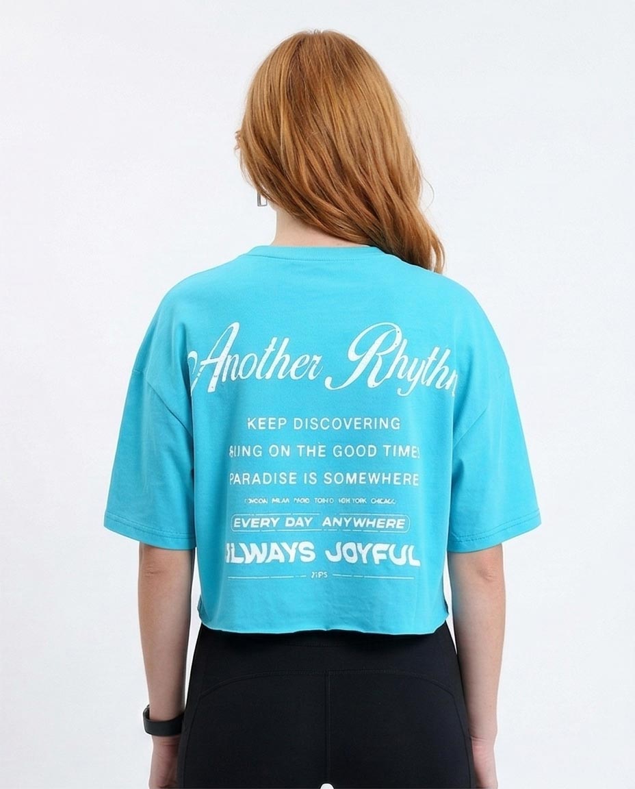 Ravin Women’s "Another Rhythm" Boxy Cyan Crop T-Shirt - R214641