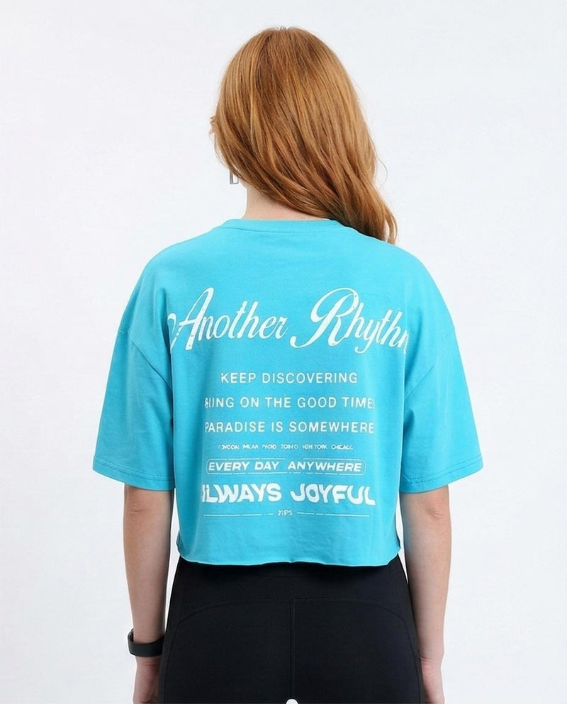 Ravin Women’s "Another Rhythm" Boxy Cyan Crop T-Shirt - R214641