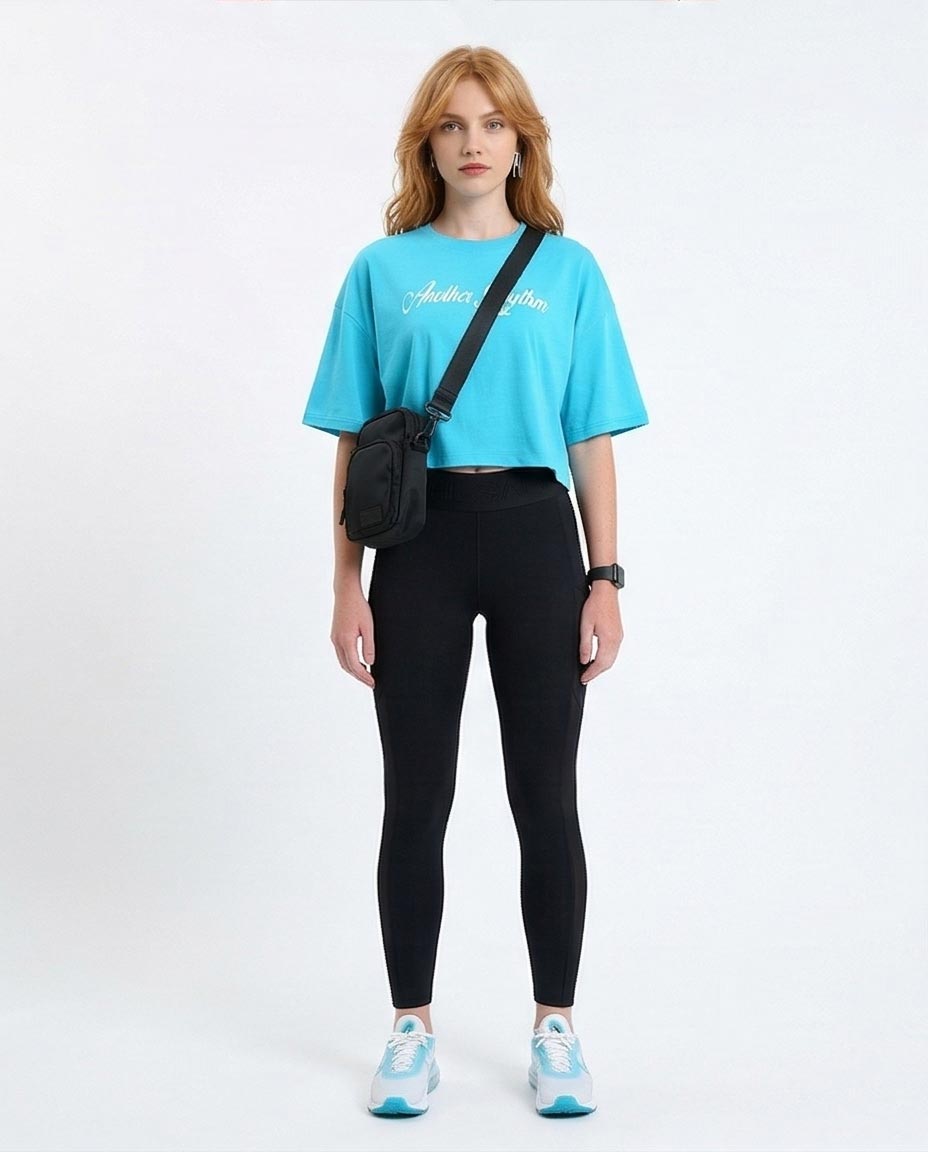 Ravin Women’s "Another Rhythm" Boxy Cyan Crop T-Shirt - R214641