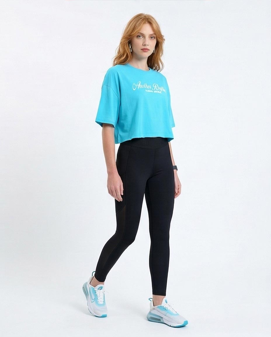 Ravin Women’s "Another Rhythm" Boxy Cyan Crop T-Shirt - R214641