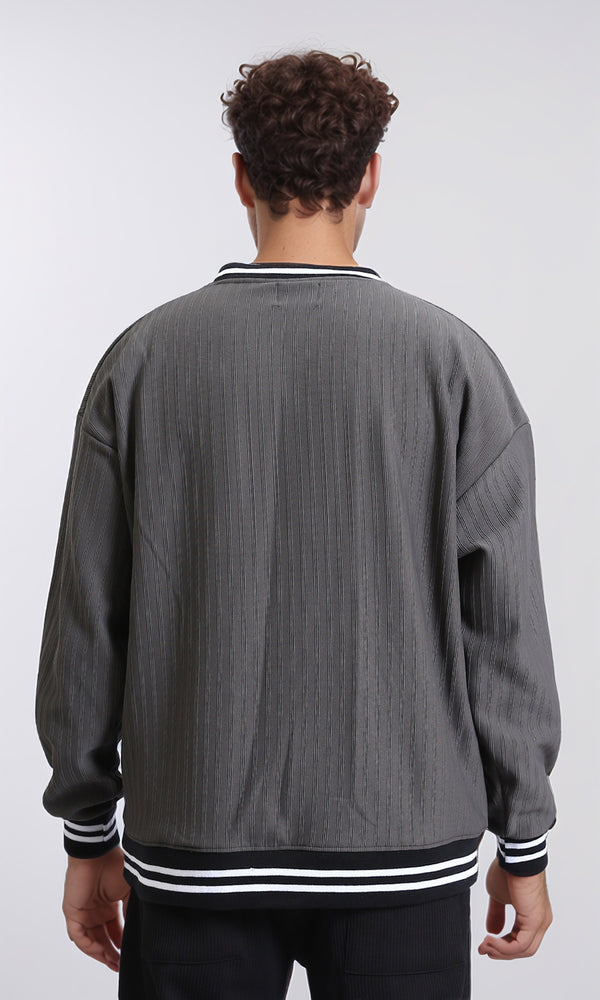 R214676 - Embroidered "Design Studio" Slip On Sweatshirt - Dark Grey