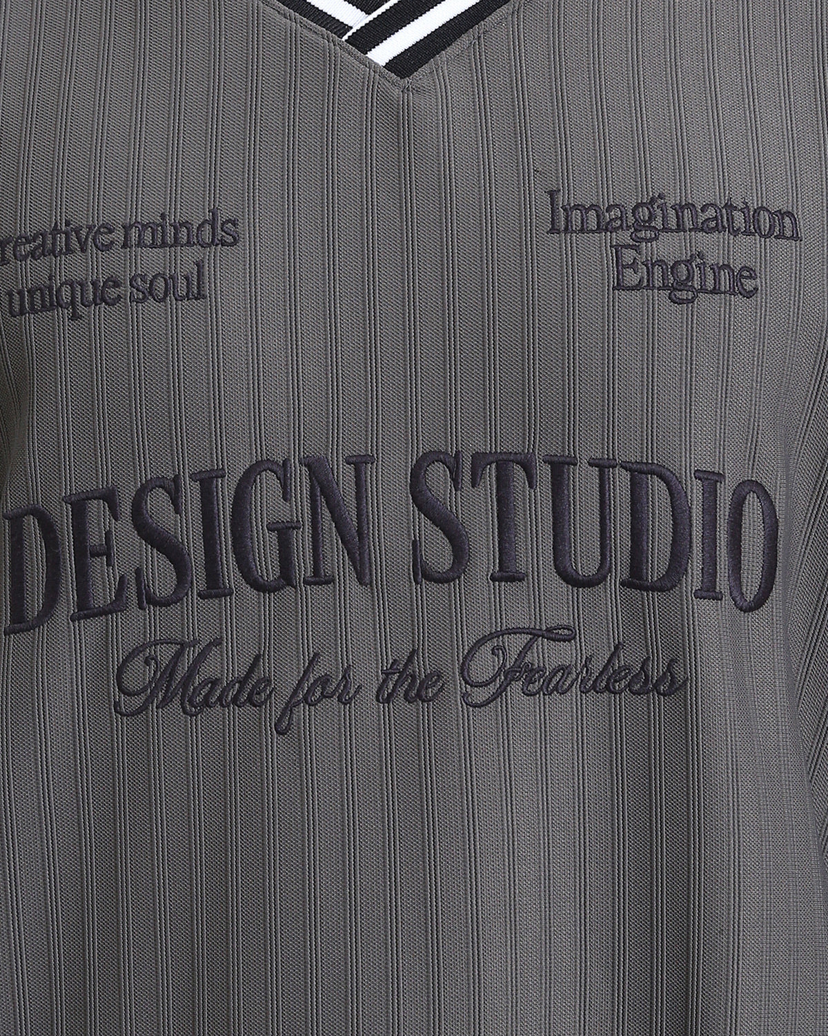 Embroidered "Design Studio" Slip On Sweatshirt - Dark Grey - R214676