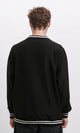 R214677 - V-Neck Sweatshirt with Embossed Pattern - Black