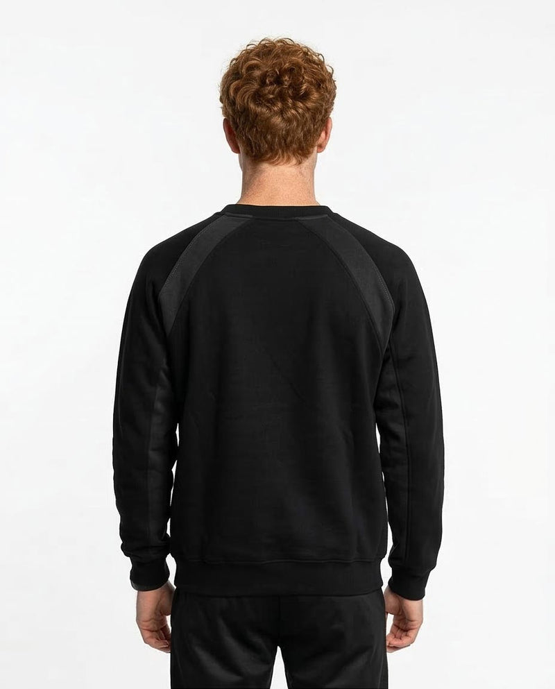 Ravin Men's FW25 Raglan Crew-Neck Melton Sweatshirt – Black "Upward Stars" Graphic - R214781