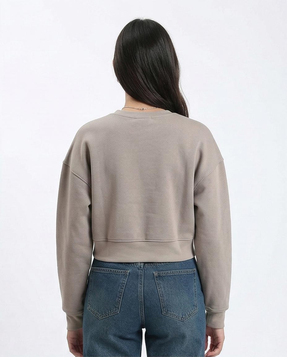 Ravin Women’s Graffiti Print Boxy Cropped Sweatshirt – Mushroom Grey - R214784