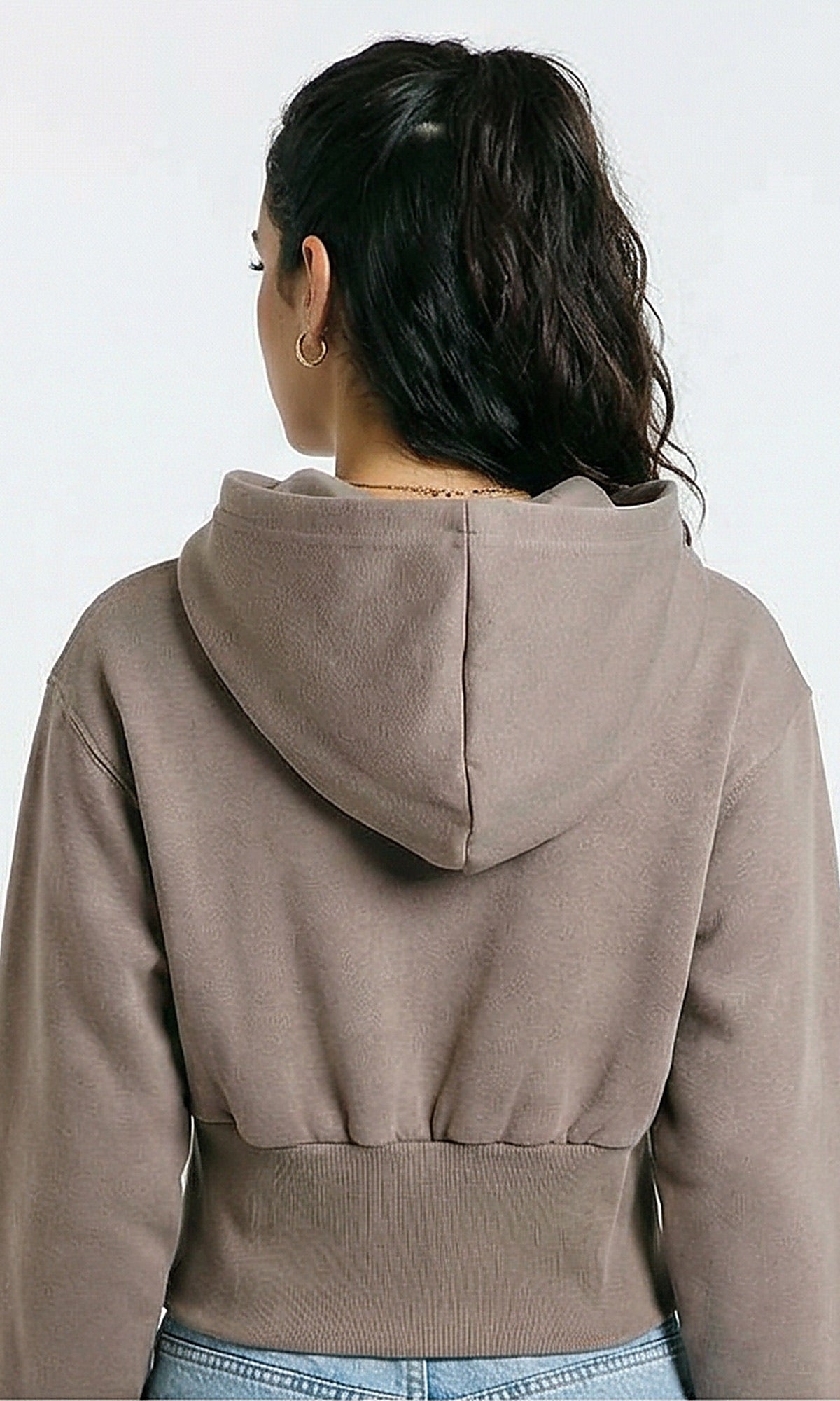 R214785 - Stitched "Retro" Slip On Hoodie - Taupe