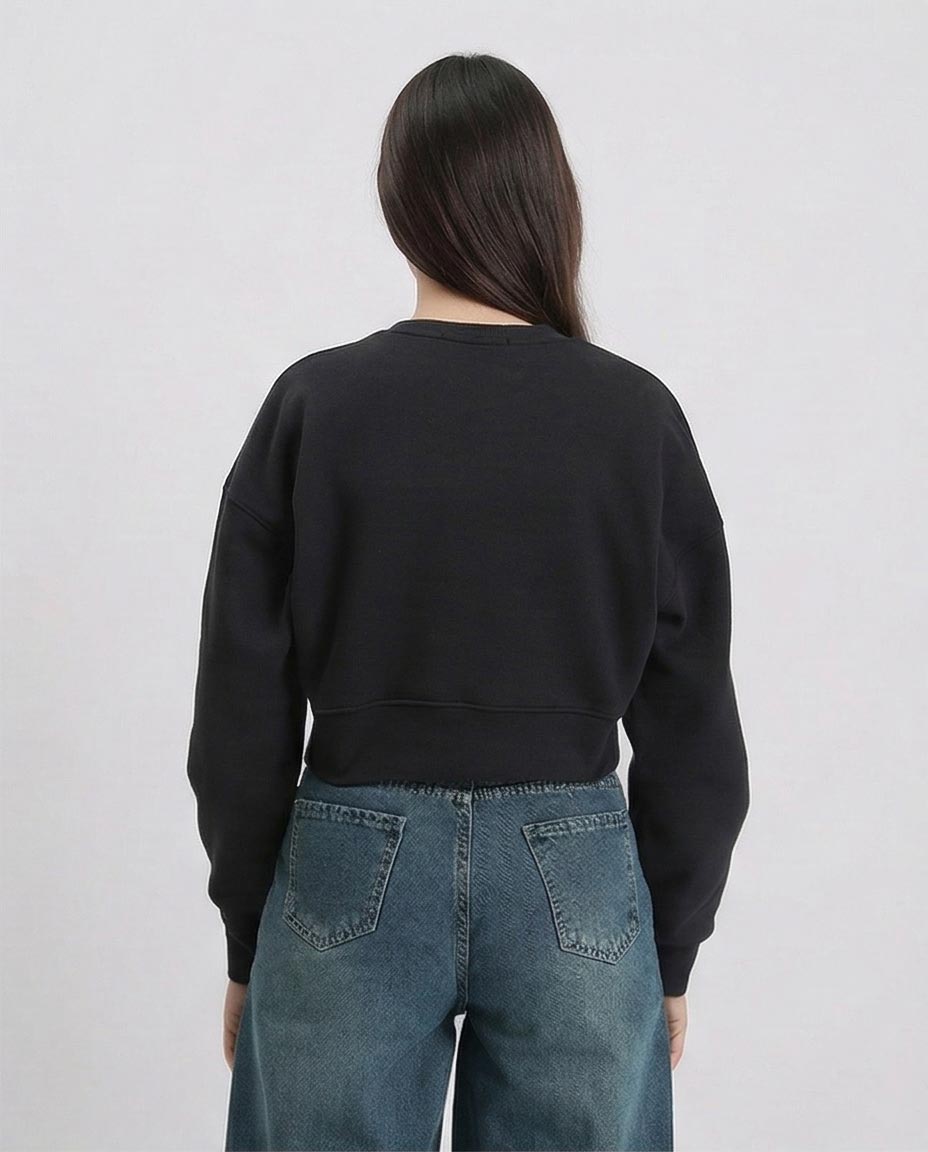 Ravin Women’s Boxy Cropped Fleece Sweatshirt - Black -R214798