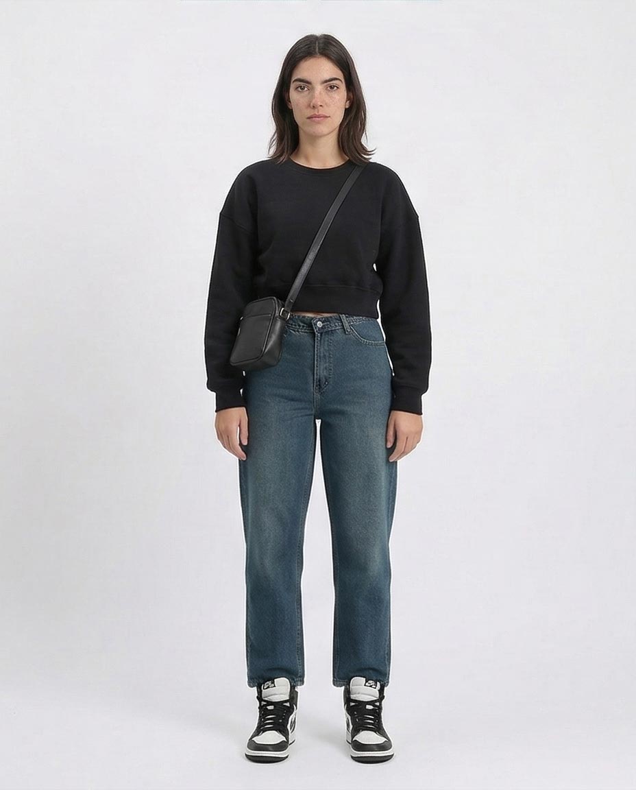 Ravin Women’s Boxy Cropped Fleece Sweatshirt - Black -R214798