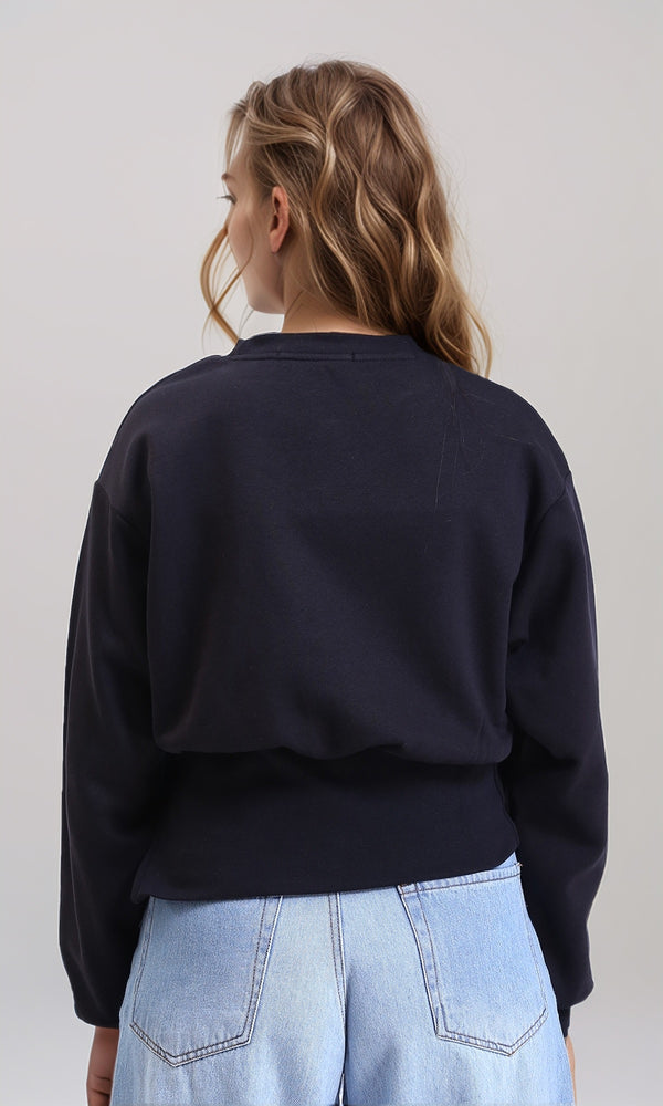 R214799 - Solid Long Sleeves Asymmetric Sweatshirt - Black