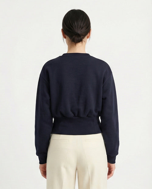 R214799 - Solid Long Sleeves Asymmetric Sweatshirt - Black