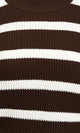 R214802 - Mock Neck Striped Knit Pullover - Brown & White