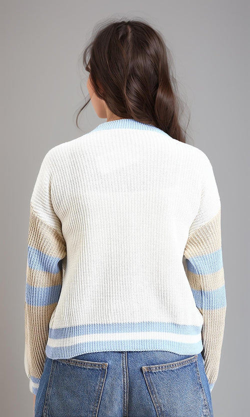 R214803 - Long Sleeves V-Neck Cardigan - Multicolor