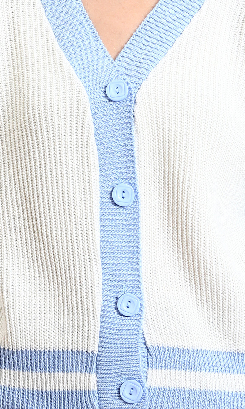 R214803 - Long Sleeves V-Neck Cardigan - Multicolor