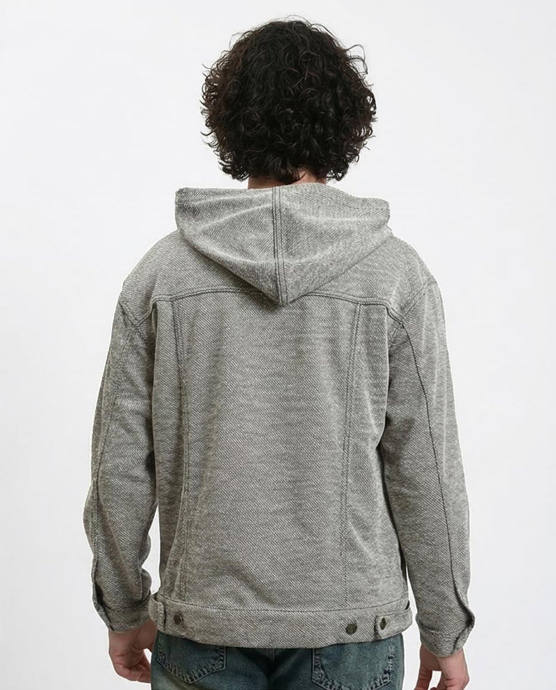 Ravin Men’s Textured Marled Hoodie with Paneled Detail - Heather Grey - R214804