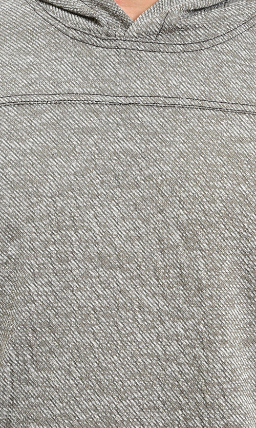 R214804 - Long Sleeves Casual Textured Hoodie - Heather Grey