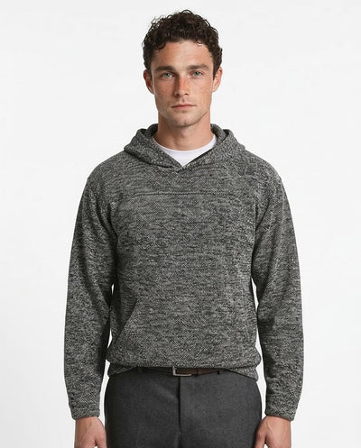 Men's Textured Marled Knit Hoodie - Charcoal/salt & Pepper - Heather Black