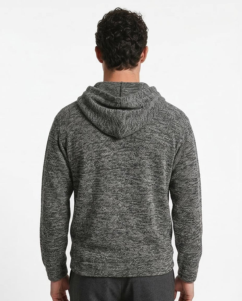 Ravin Men’s Textured Marled Knit Hoodie – Charcoal/Salt & Pepper - Heather Black - R214805