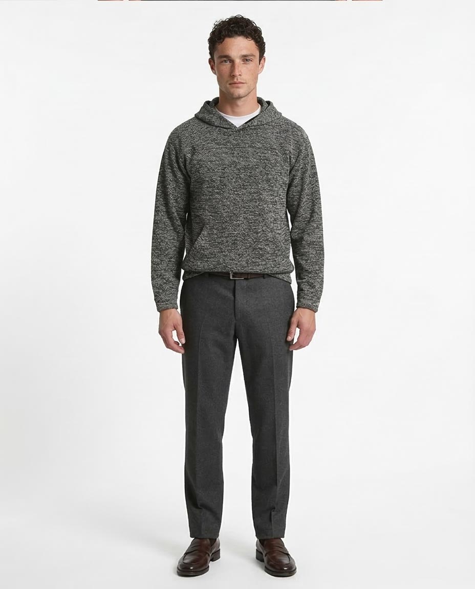 Ravin Men’s Textured Marled Knit Hoodie – Charcoal/Salt & Pepper - Heather Black - R214805