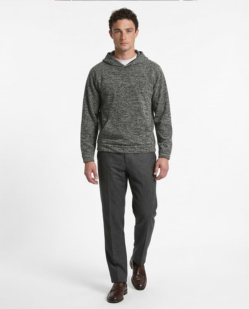 Ravin Men’s Textured Marled Knit Hoodie – Charcoal/Salt & Pepper - Heather Black - R214805