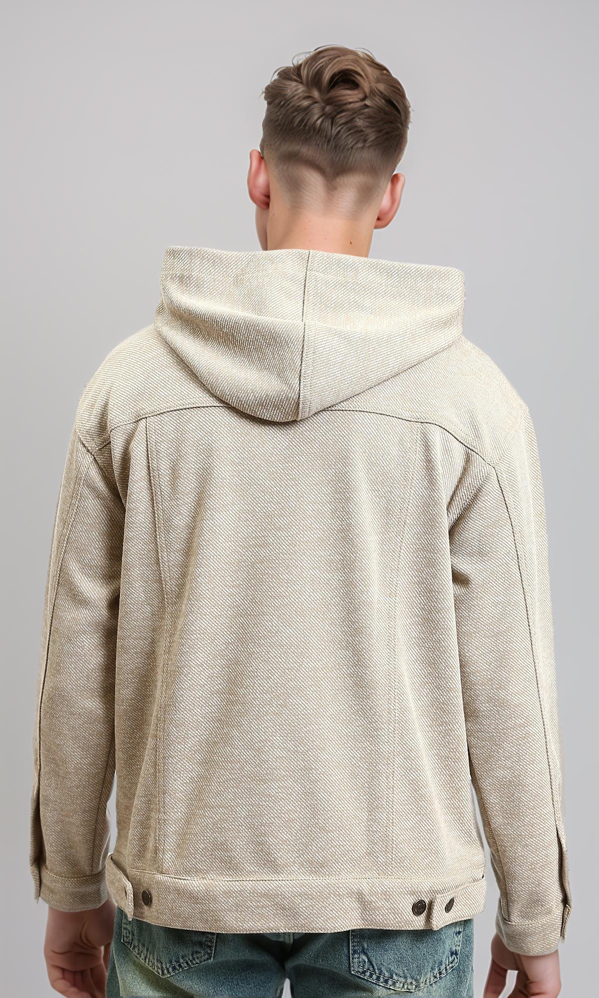 Heather Beige Oversized Tweed Hoodie - R214806