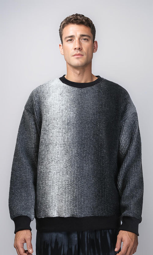 R214871 - Self Pattern Regular Winter Sweatshirt - Black Shades