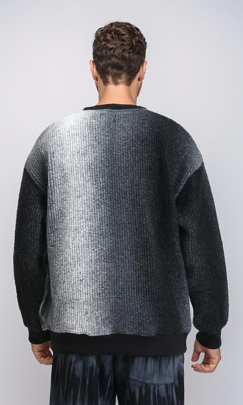 R214871 - Self Pattern Regular Winter Sweatshirt - Black Shades