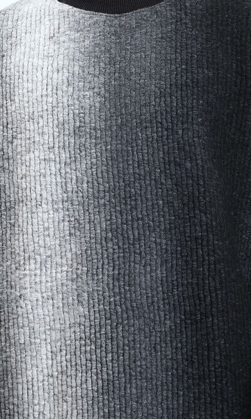 R214871 - Self Pattern Regular Winter Sweatshirt - Black Shades