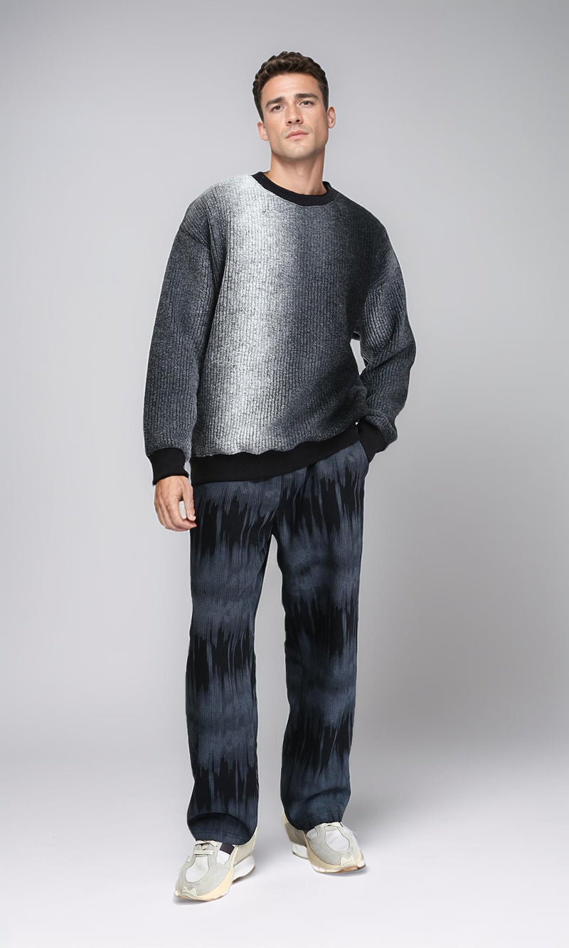 R214871 - Self Pattern Regular Winter Sweatshirt - Black Shades