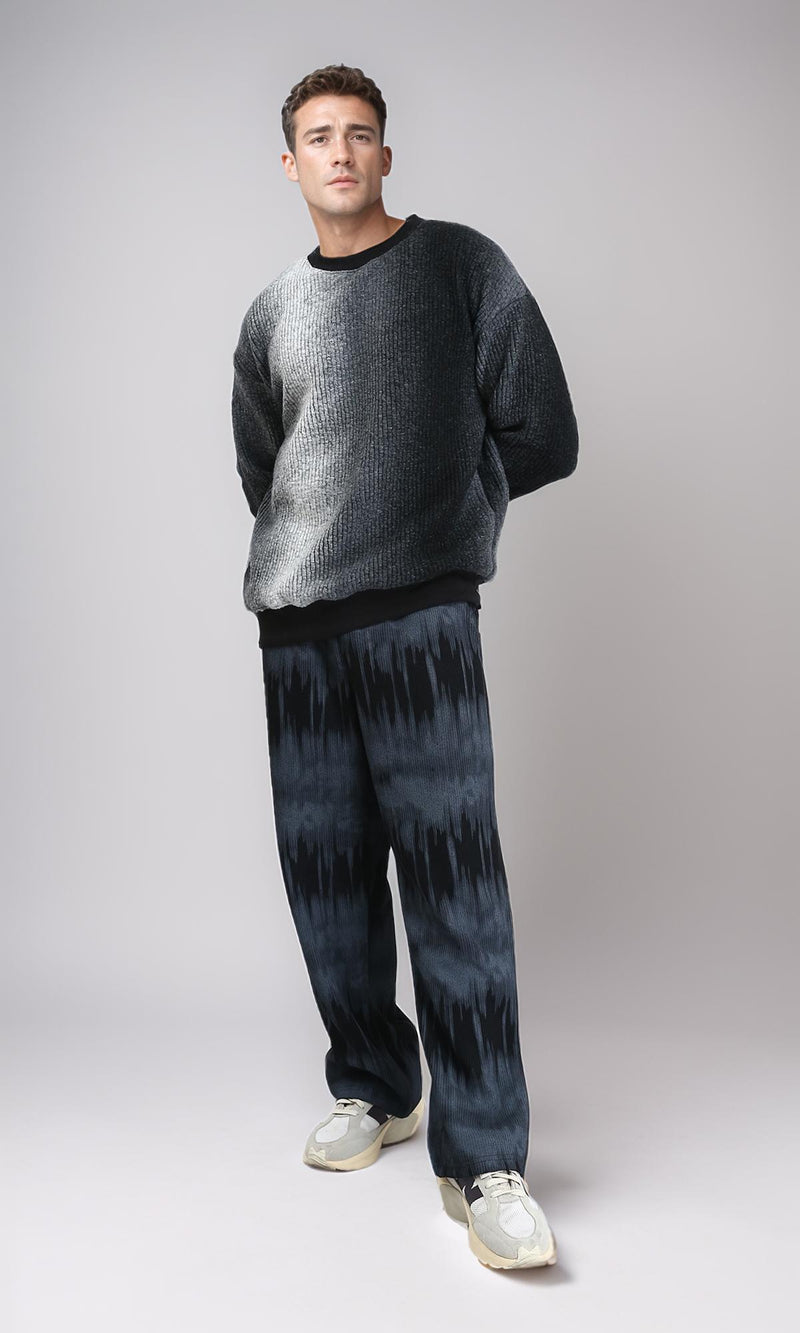 R214871 - Self Pattern Regular Winter Sweatshirt - Black Shades