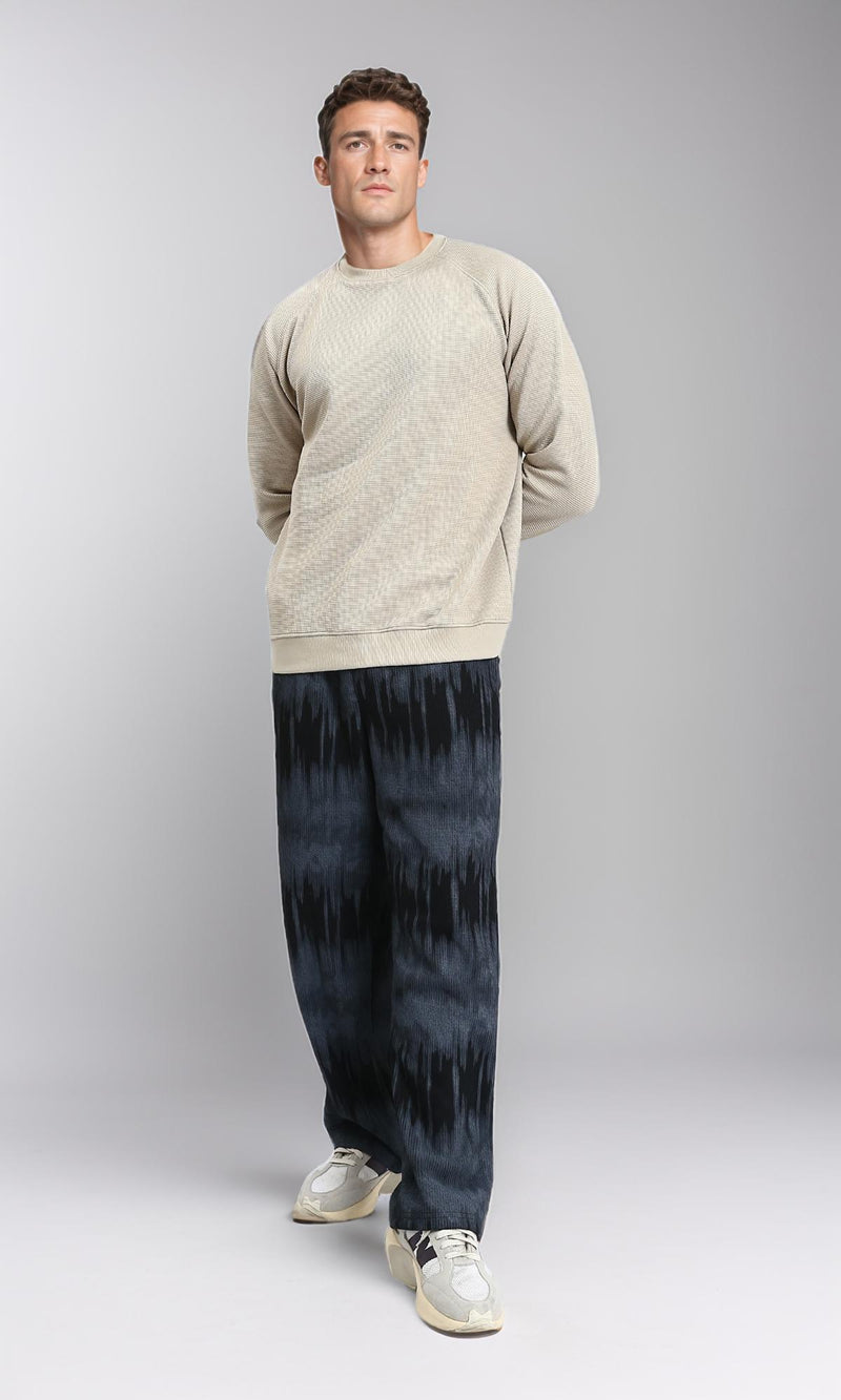 R214875 - Self Pattern Regular Fit Sweatshirt - Beige