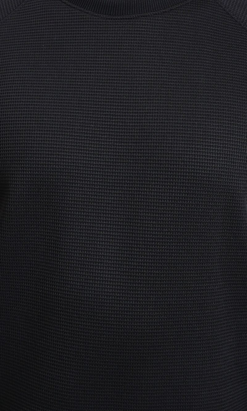 R214876 - Crew Neck Self Pattern Sweatshirt - Black