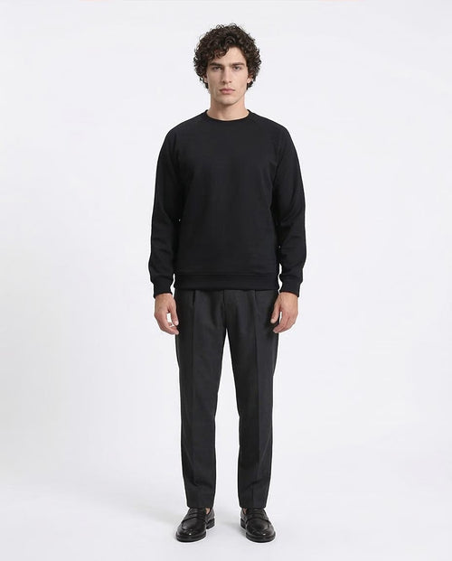 Ravin Men’s Textured Waffle-Knit Raglan Sweatshirt – Black - R214876