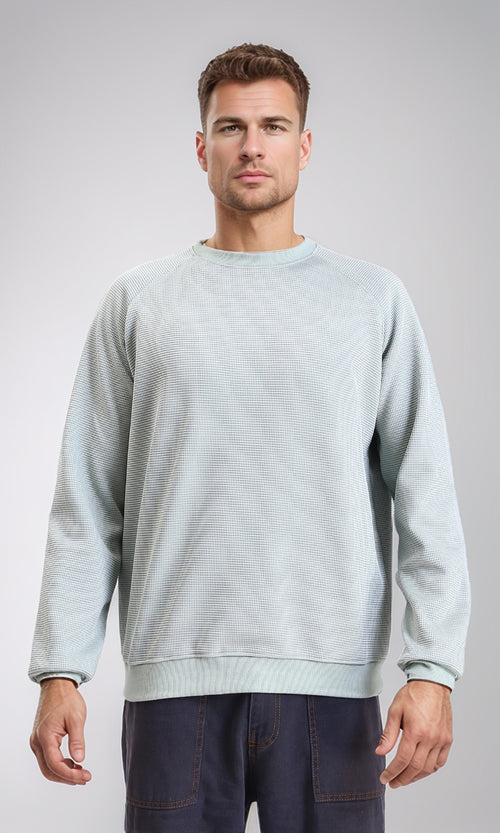 R214877 - Self Patterned Slip On Sweatshirt - Pastel Mint