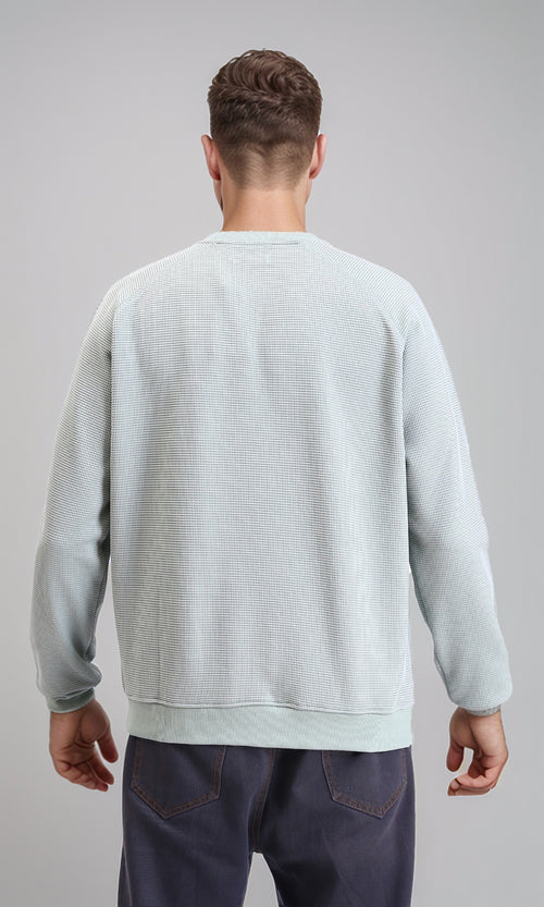 R214877 - Self Patterned Slip On Sweatshirt - Pastel Mint