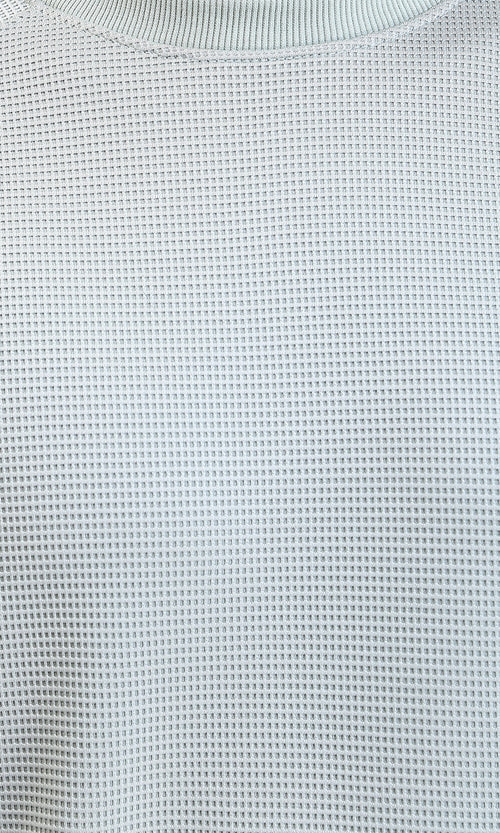 R214877 - Self Patterned Slip On Sweatshirt - Pastel Mint