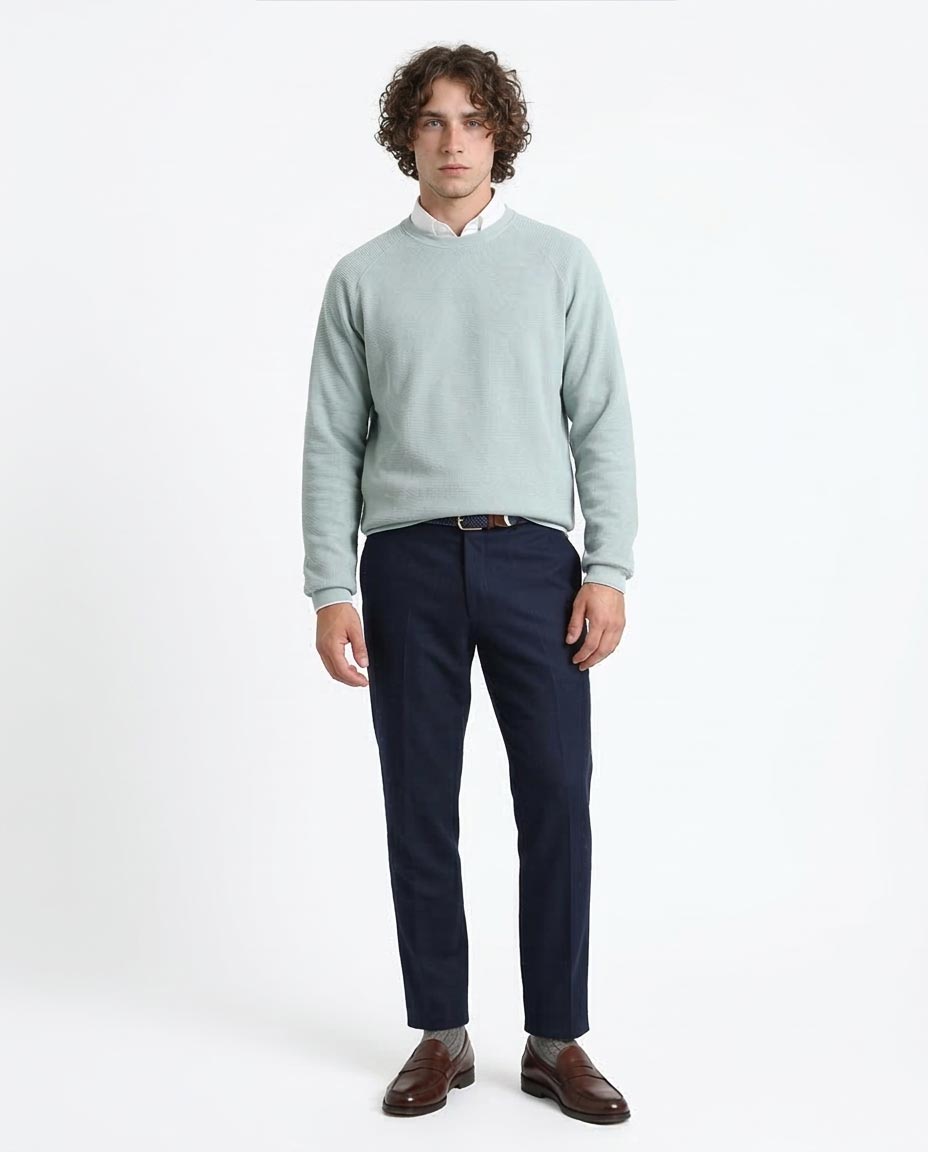Ravin Men’s Waffle-Knit Raglan Crewneck Sweatshirt – Mint - R214877