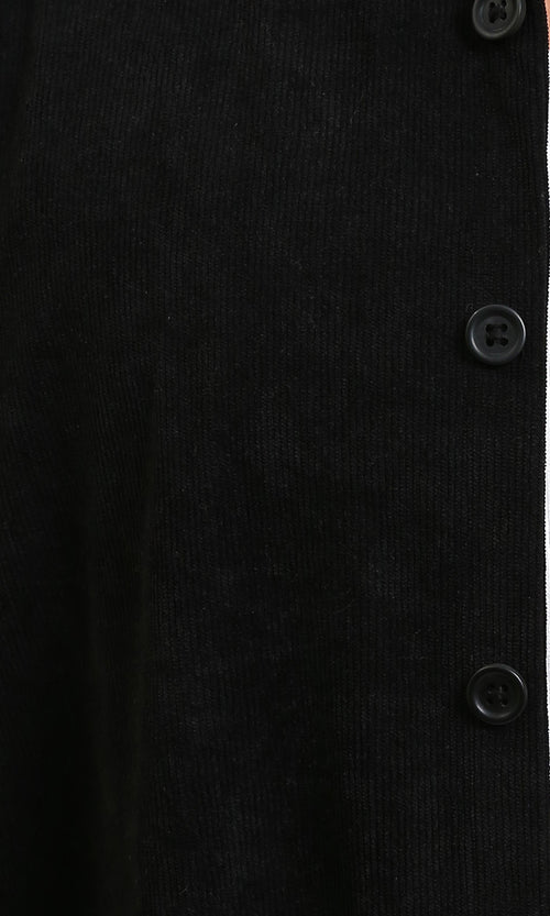 R214895 - Buttons Down Suede Long Sleeve Shirt - Black