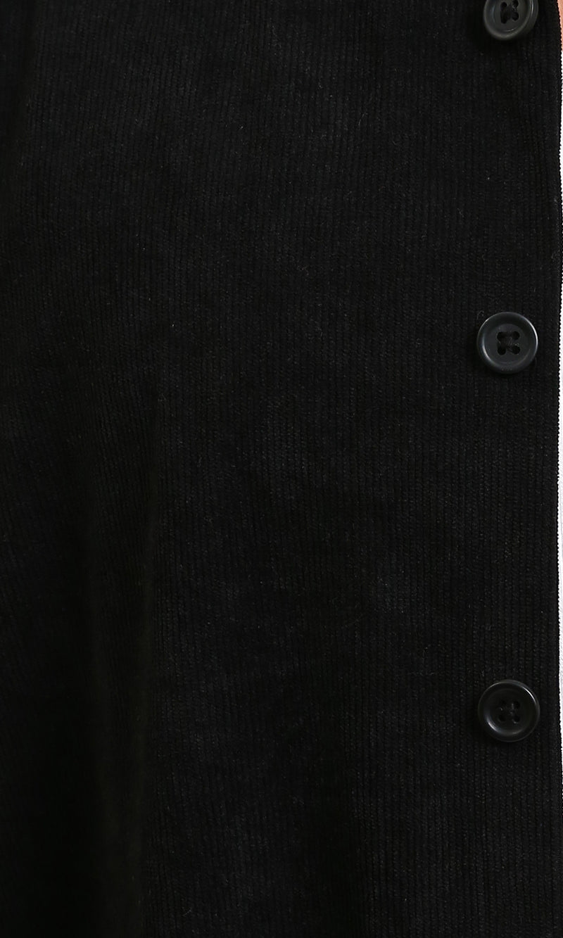 R214895 - Buttons Down Suede Long Sleeve Shirt - Black