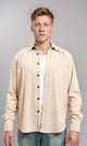 R214896 - Buttons Down Suede Long Sleeve Shirt - Beige