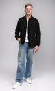R214898 - Suede Long Sleeve Shirt with Front Pockets - Black