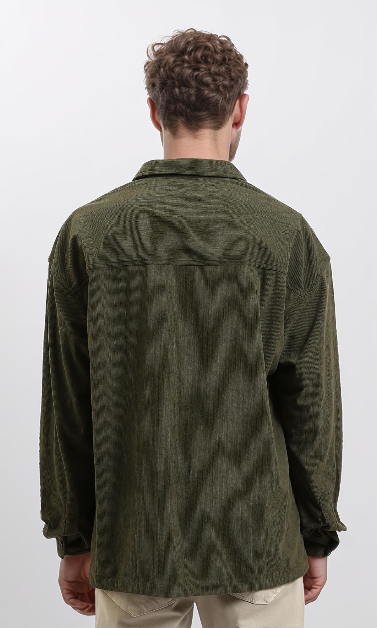 R214900 - Long Sleeve Casual Corduroy Winter Shirt - Dark Khaki
