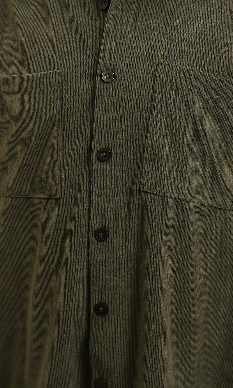R214900 - Long Sleeve Casual Corduroy Winter Shirt - Dark Khaki