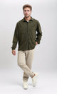 R214900 - Long Sleeve Casual Corduroy Winter Shirt - Dark Khaki
