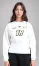 R214910 - Crew Neck Printed Corset Sweatshirt - White