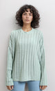 R214918 - Ribbed Knit Relaxed Fit Pullover - Light Mint